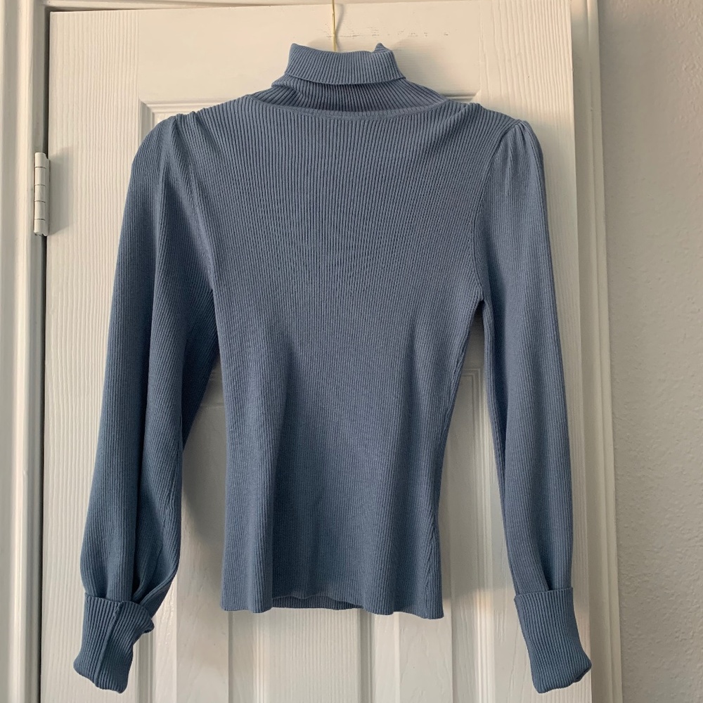 Blue turtleneck sweater